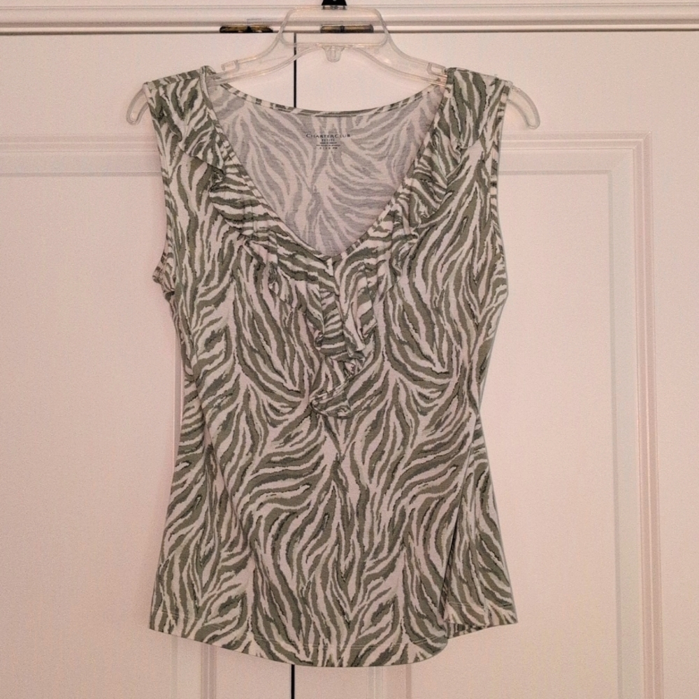 Charter Club Petite Medium Zebra Print Sleeveless Top